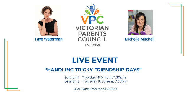 vpc live event handling tricky frienship days with guest michelle mitchell and vpc host feye watterman 16 june   18 june 20 jpg 1591943519849 - VPC E-NEWS June 2020 during COVID-19